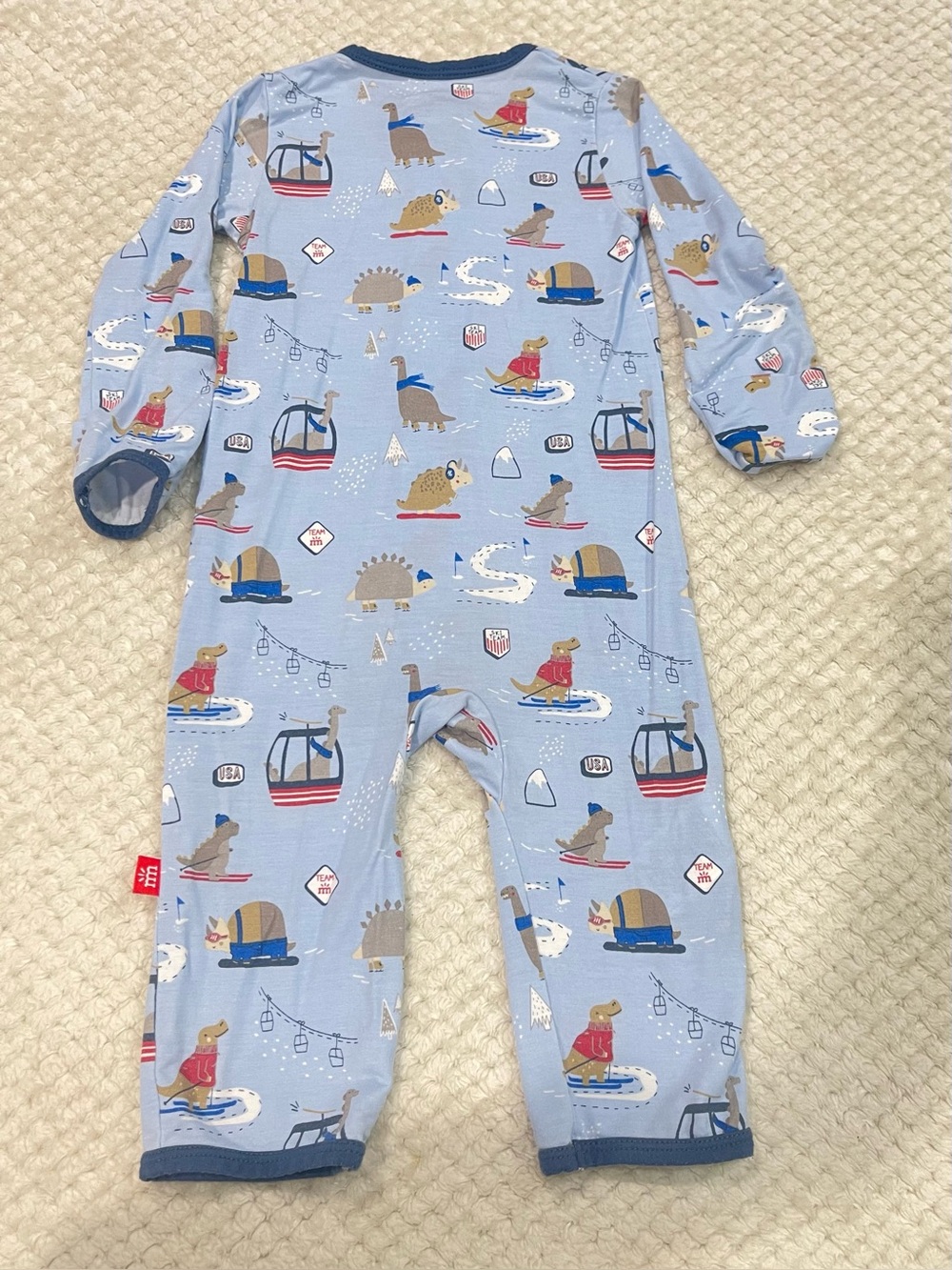 Magnetic Me Ski Rex Modal Footie Pajamas Blue 3-6 Months